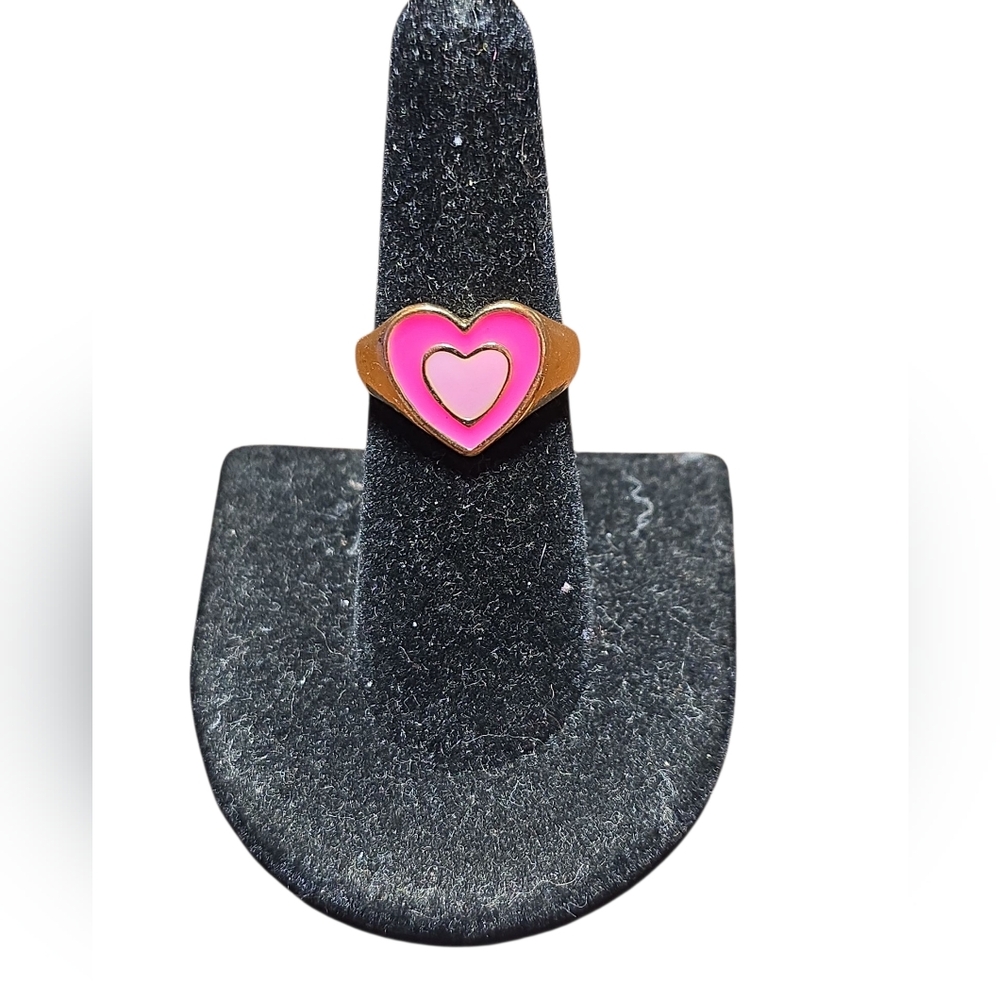 Reclaimed Gold Tone Heart 12 Fashion Ring Sz 7